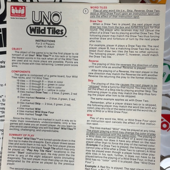 UNO Wild Tiles Board Game Vintage 1983- Complete Game - Picture 8 of 13